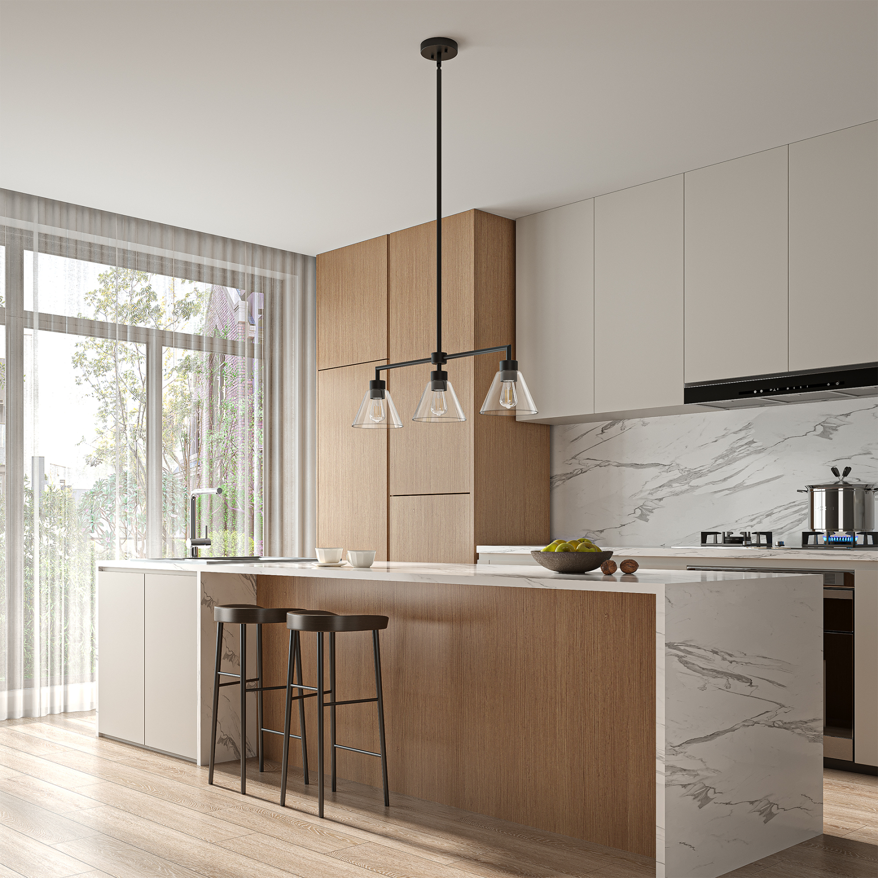 EDISHINE Light Dimmable Kitchen Island Modern Linear Chandelier-HHPL18A