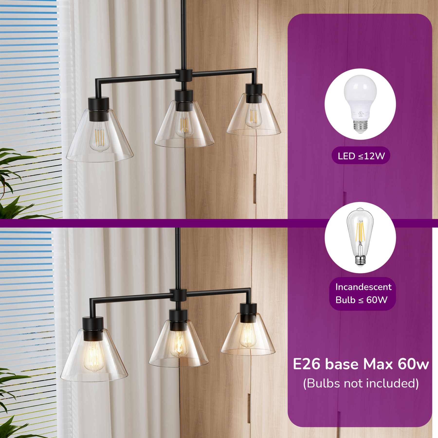 EDISHINE Light Dimmable Kitchen Island Modern Linear Chandelier-HHPL18A