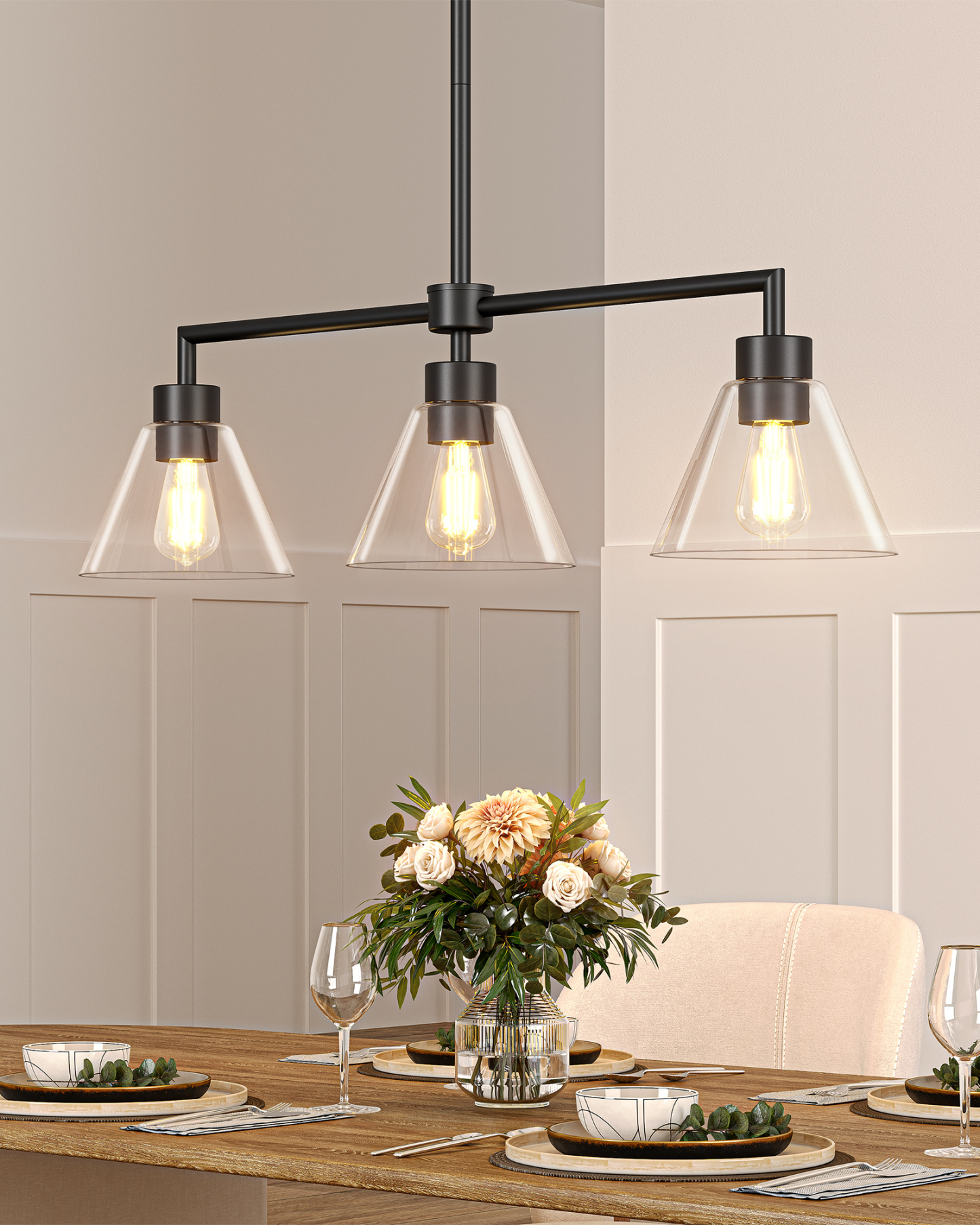 EDISHINE Light Dimmable Kitchen Island Modern Linear Chandelier-HHPL18A