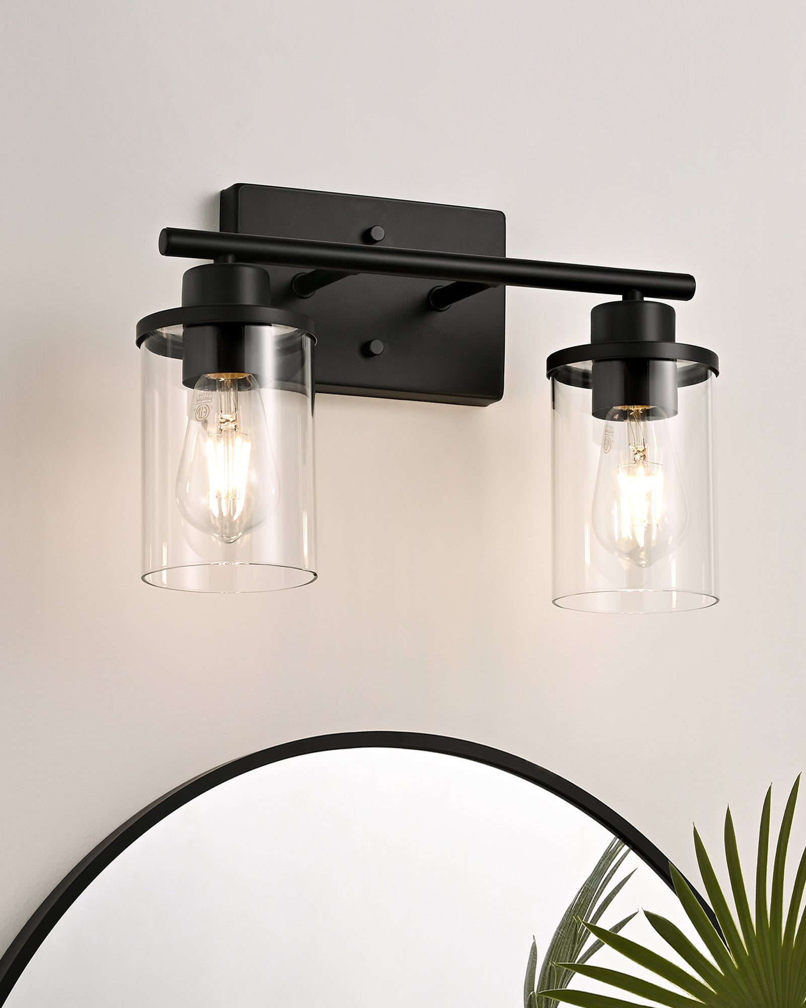 EDISHINE Matte Black Bathroom Light Fixtures-HHVL01B