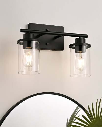EDISHINE Matte Black Bathroom Light Fixtures-HHVL01B