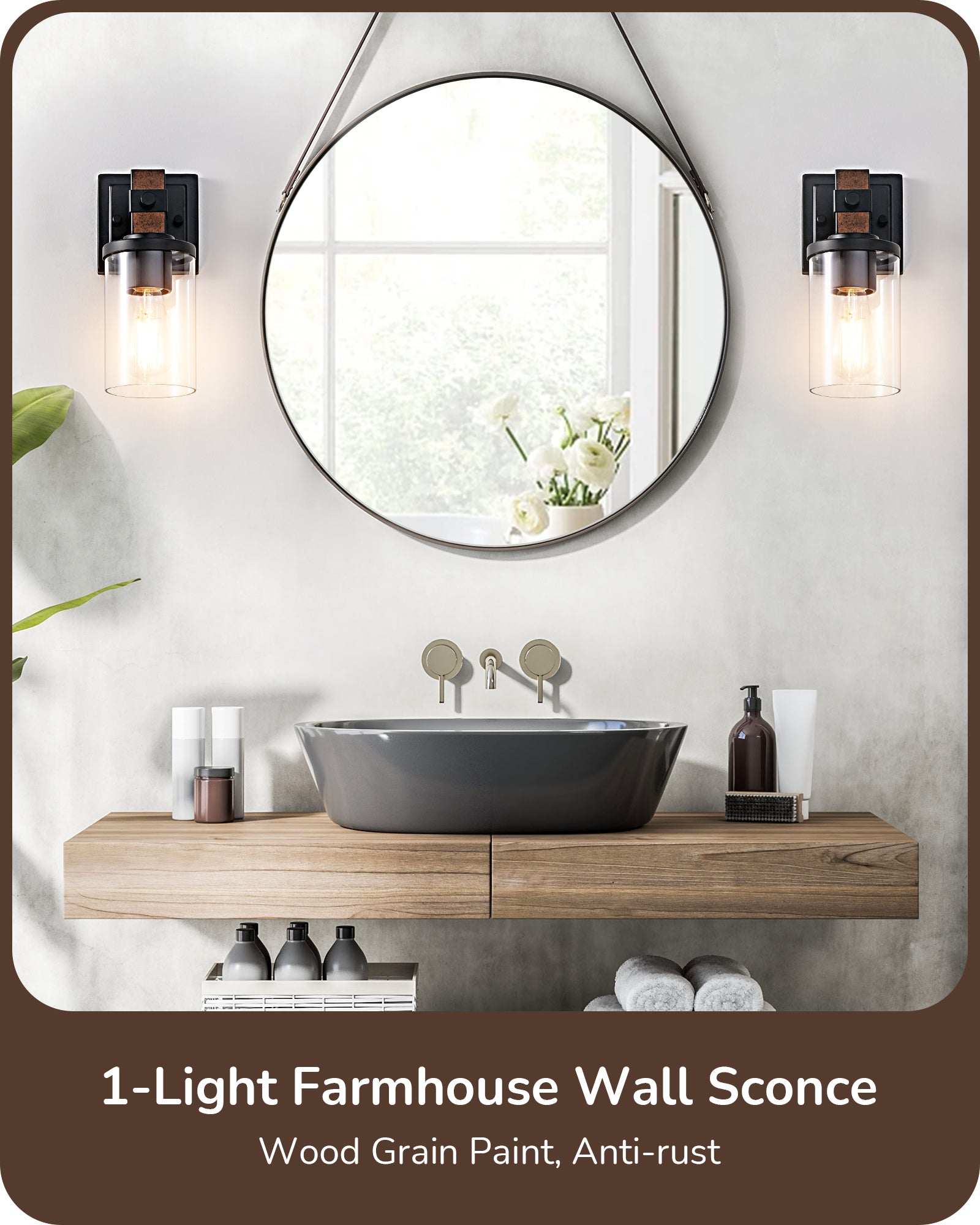 EDISHINE Set of 2, Farmhouse Vanity Lights Fixtures for Bathroom-HHVL02E