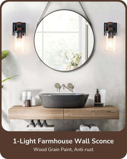 EDISHINE Set of 2, Farmhouse Vanity Lights Fixtures for Bathroom-HHVL02E