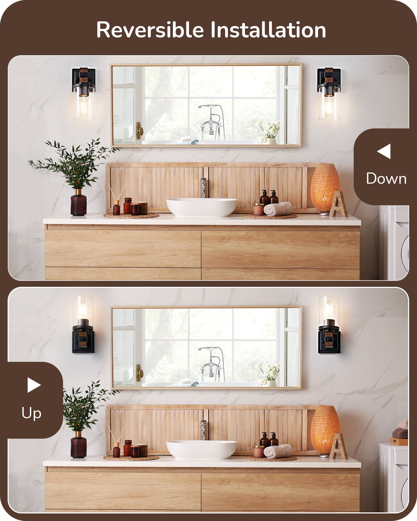 EDISHINE Set of 2, Farmhouse Vanity Lights Fixtures for Bathroom-HHVL02E