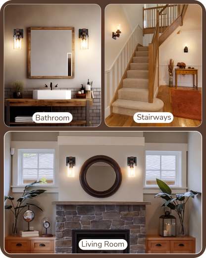 EDISHINE Set of 2, Farmhouse Vanity Lights Fixtures for Bathroom-HHVL02E