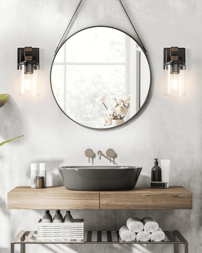 EDISHINE Set of 2, Bathroom Light, Farmhouse Vanity Lights Fixtures for Bathroom-HHVL02E