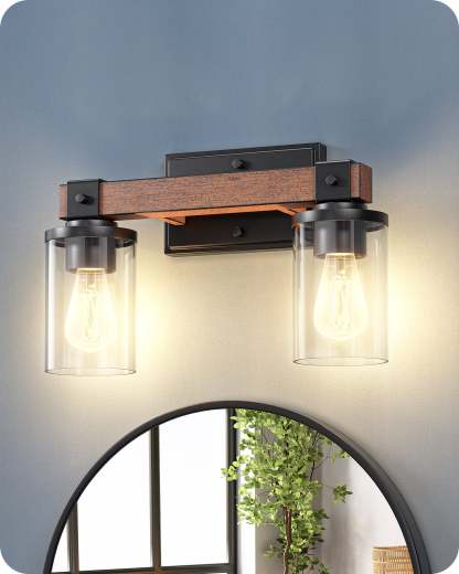 EDISHINE 2-Light Farmhouse Vanity Lights for Bathroom-HHVL02F-B2B