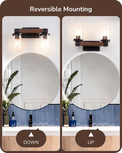 EDISHINE 2-Light Farmhouse Vanity Lights for Bathroom-HHVL02F-B2B