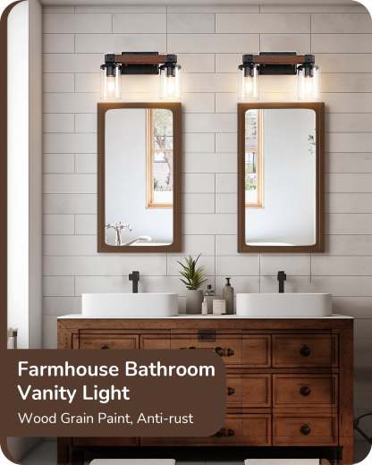 EDISHINE 2-Light Farmhouse Vanity Lights for Bathroom-HHVL02F-B2B