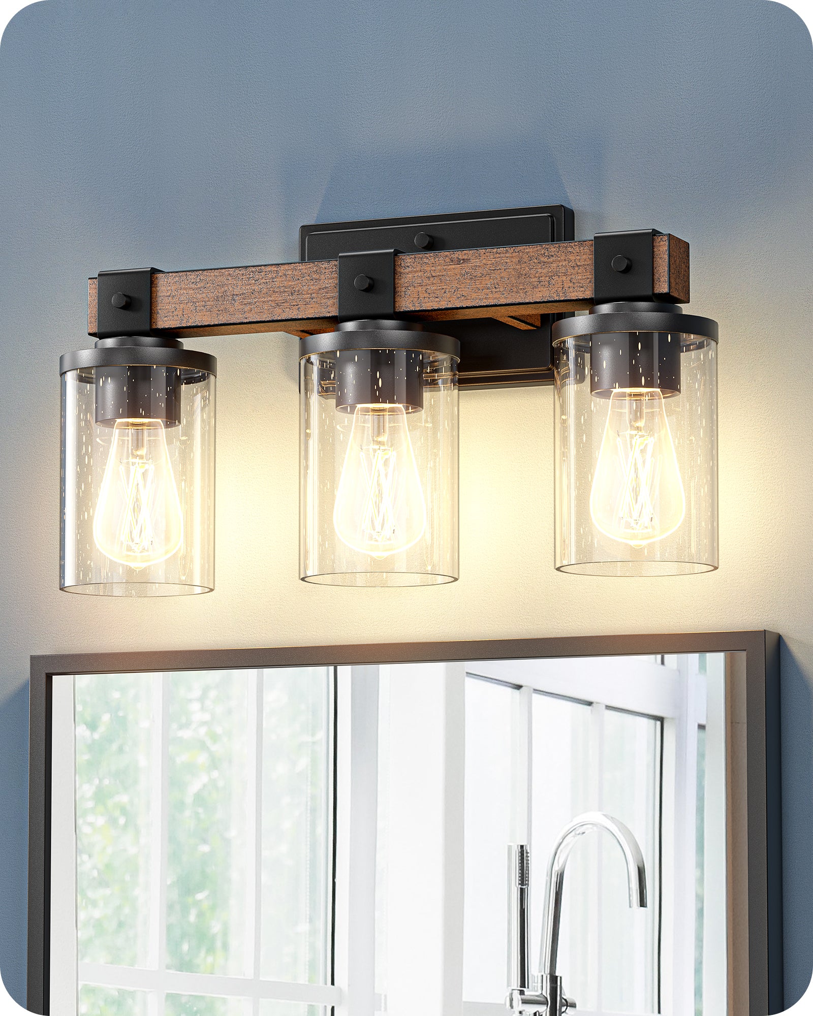 EDISHINE 3-Light Bathroom Vanity Light Fixtures-HHVL02G