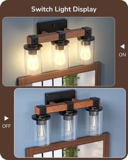 EDISHINE 3-Light Bathroom Vanity Light Fixtures-HHVL02G