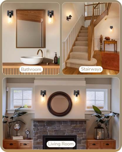 EDISHINE Farmhouse Vanity Lights for Bathroom, Set of 2-HHVL02J