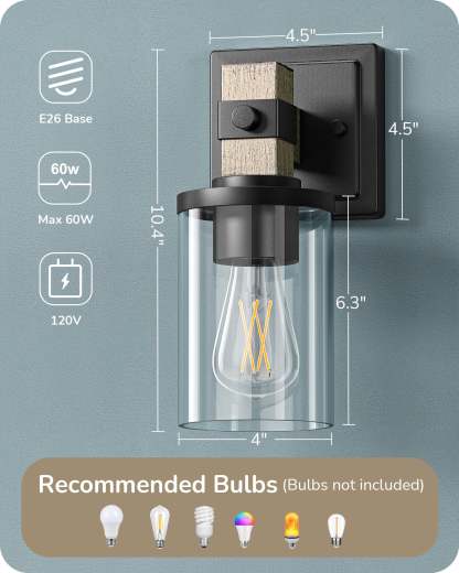 EDISHINE Farmhouse Vanity Lights for Bathroom, Set of 2-HHVL02J