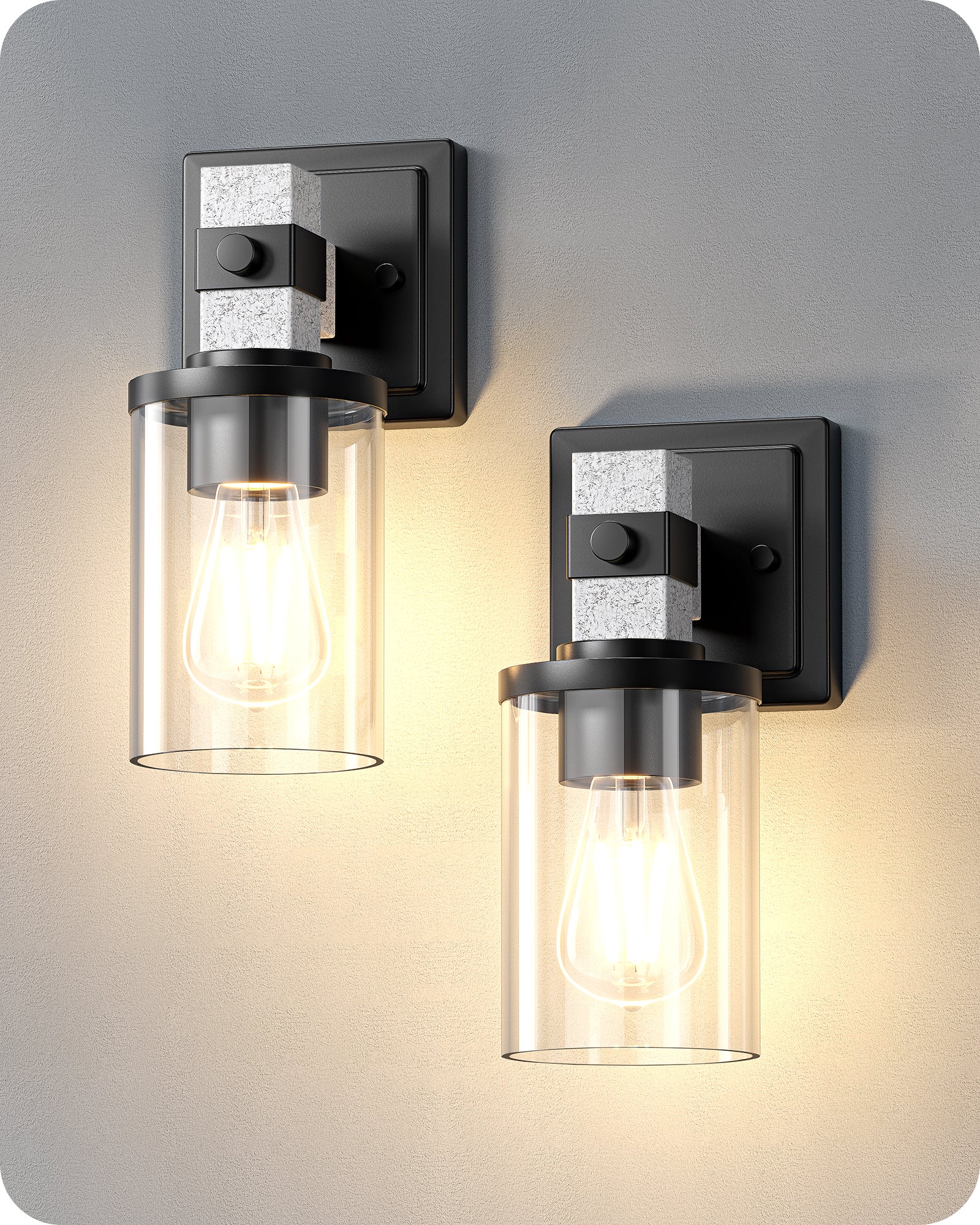 EDISHINE Set of 2 Wall Sconces, 1-Light Wall Mount Lamp, White Textured Finish-HHVL02L-B2B