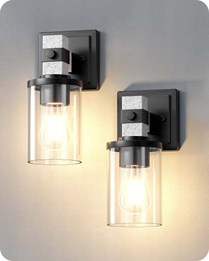EDISHINE Set of 2 Wall Sconces, 1-Light Wall Mount Lamp, White Textured Finish-HHVL02L-B2B