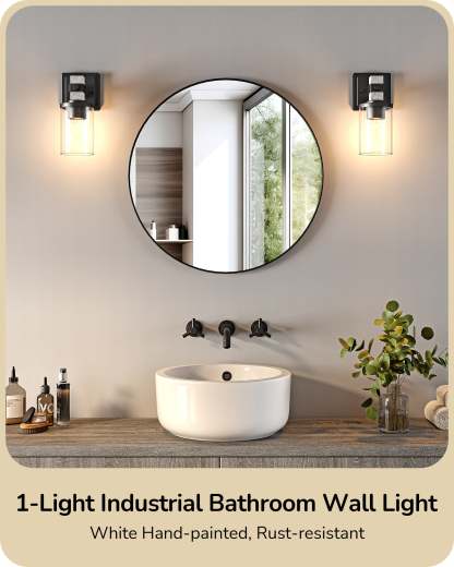 EDISHINE Set of 2 Wall Sconces, 1-Light Wall Mount Lamp, White Textured Finish-HHVL02L-B2B