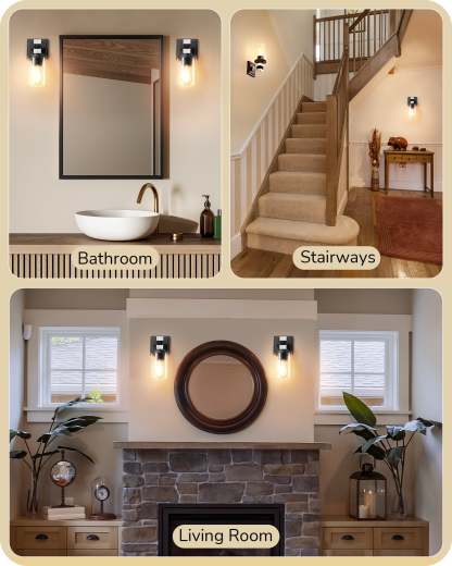 EDISHINE Set of 2 Wall Sconces, 1-Light Wall Mount Lamp, White Textured Finish-HHVL02L-B2B