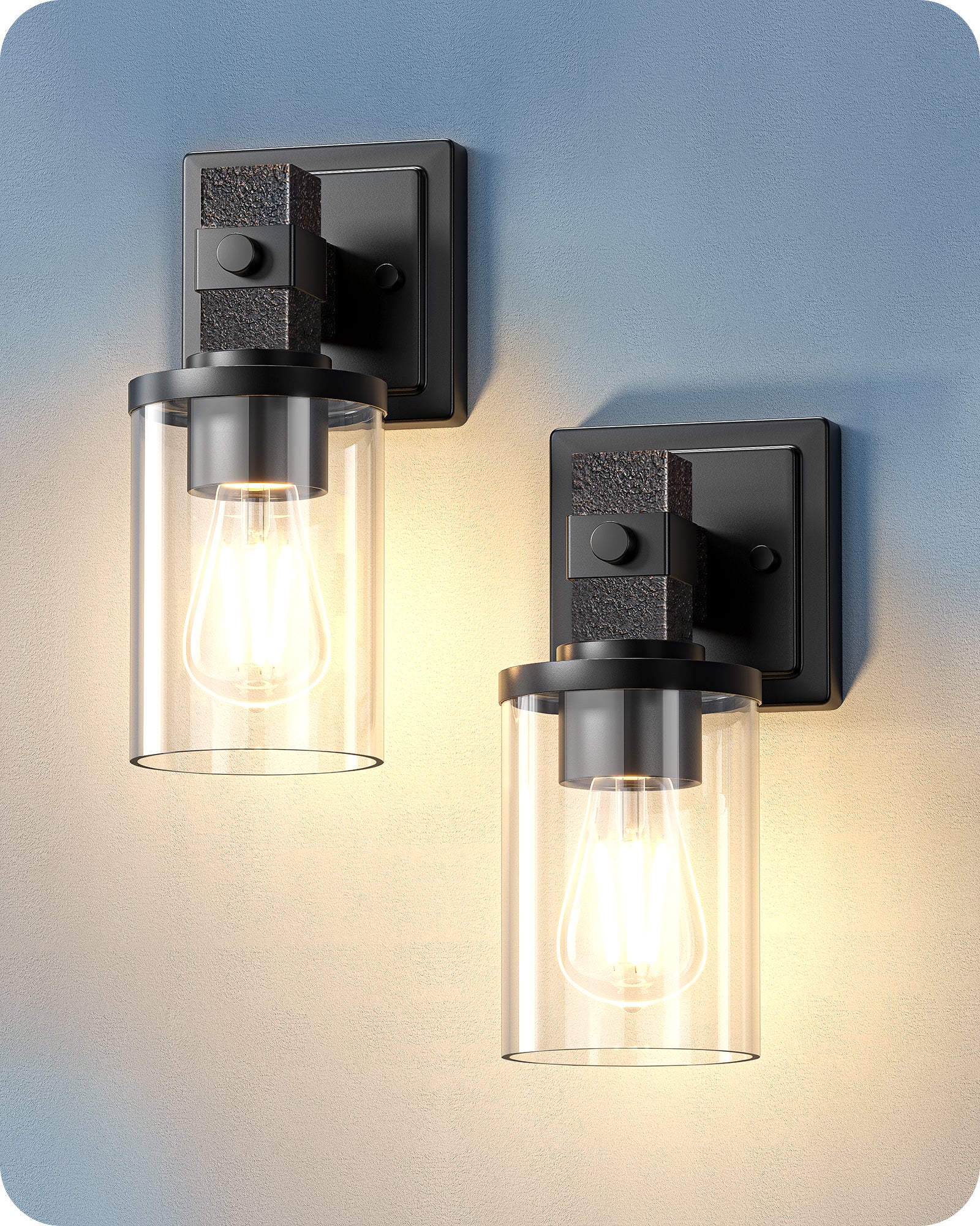 EDISHINE Set of 2 Wall Sconces, 1-Light Wall Mount Lamp,Bronze Finish-HHVL02M