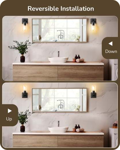 EDISHINE Set of 2 Wall Sconces, 1-Light Wall Mount Lamp,Bronze Finish-HHVL02M