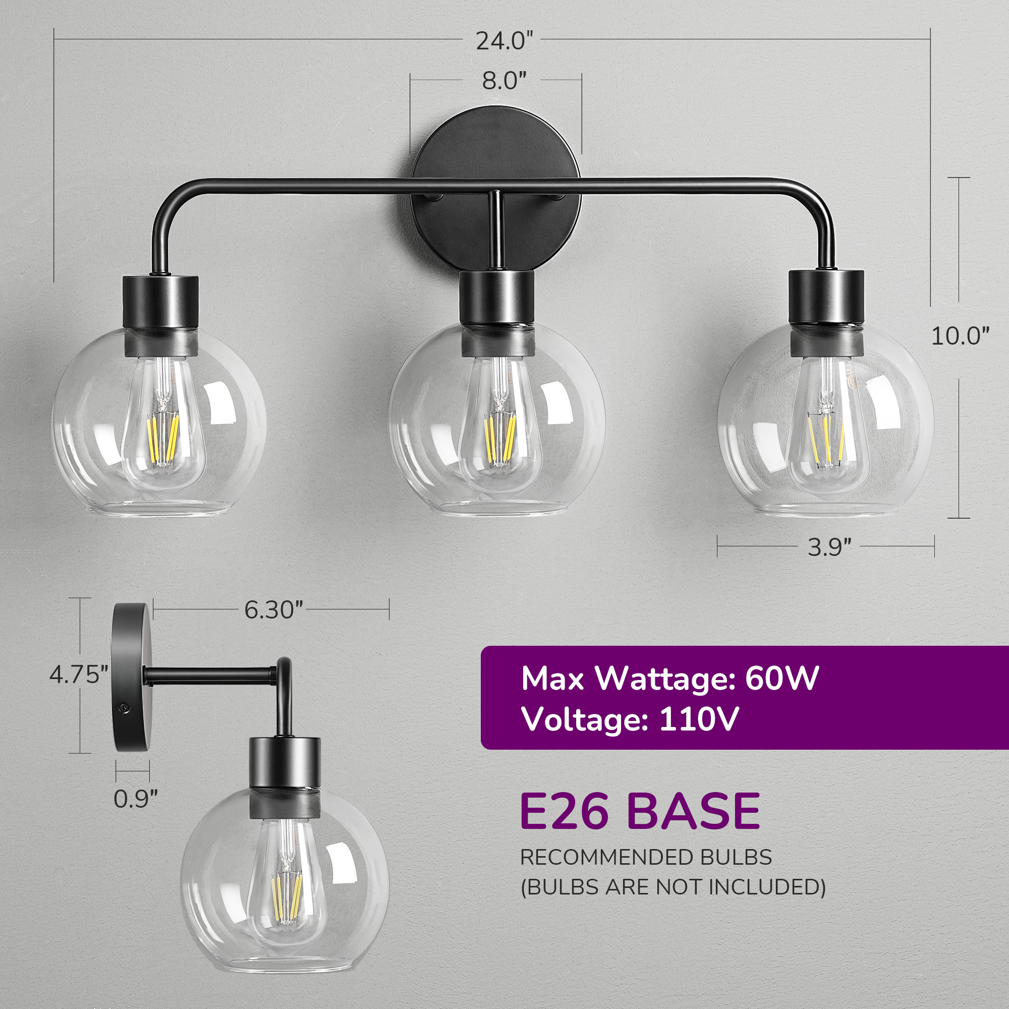 EDISHINE Light Dimmable Vanity Light-HHVL03D