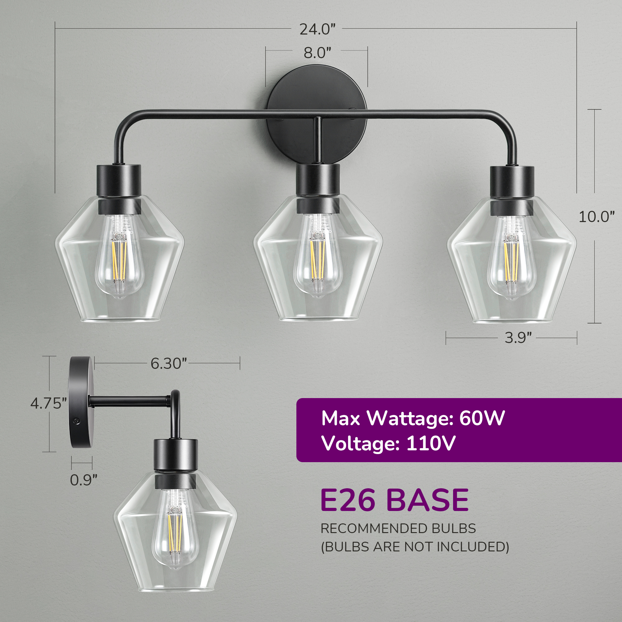EDISHINE Light Dimmable Vanity Light-HHVL03F