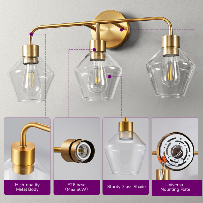 EDISHINE Light Dimmable Vanity Light -HHVL03G