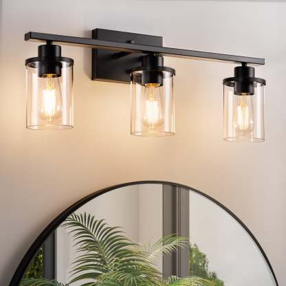 EDISHINE 3-Light Dimmable Vanity Light, Matte Black-HHVL04F