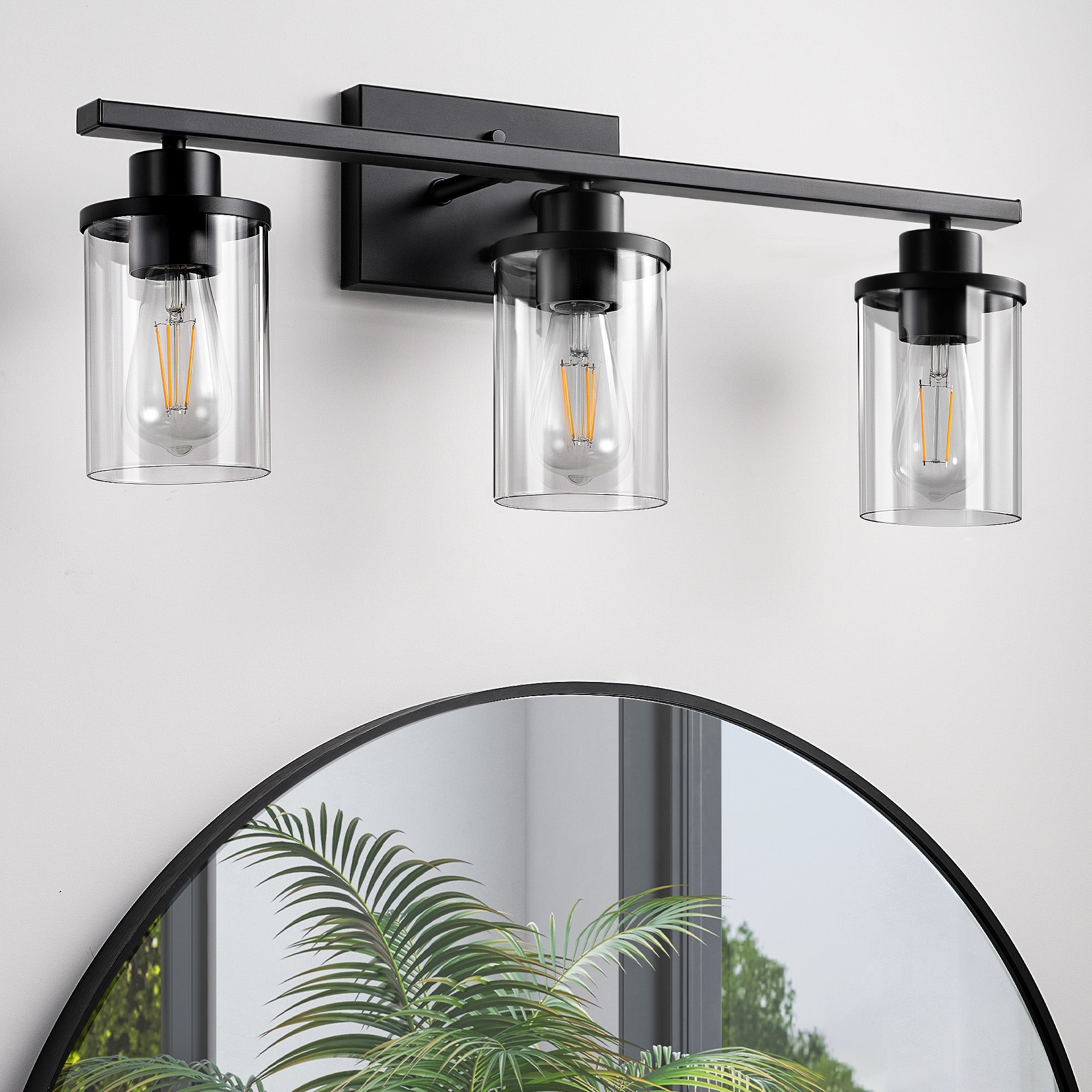 EDISHINE 3-Light Dimmable Vanity Light, Matte Black-HHVL04F