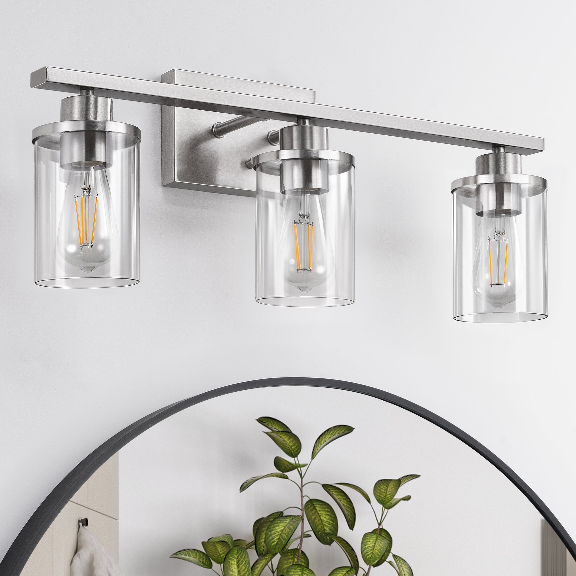 EDISHINE 3-Light Dimmable Vanity Light, Brushed Nickel-HHVL04G