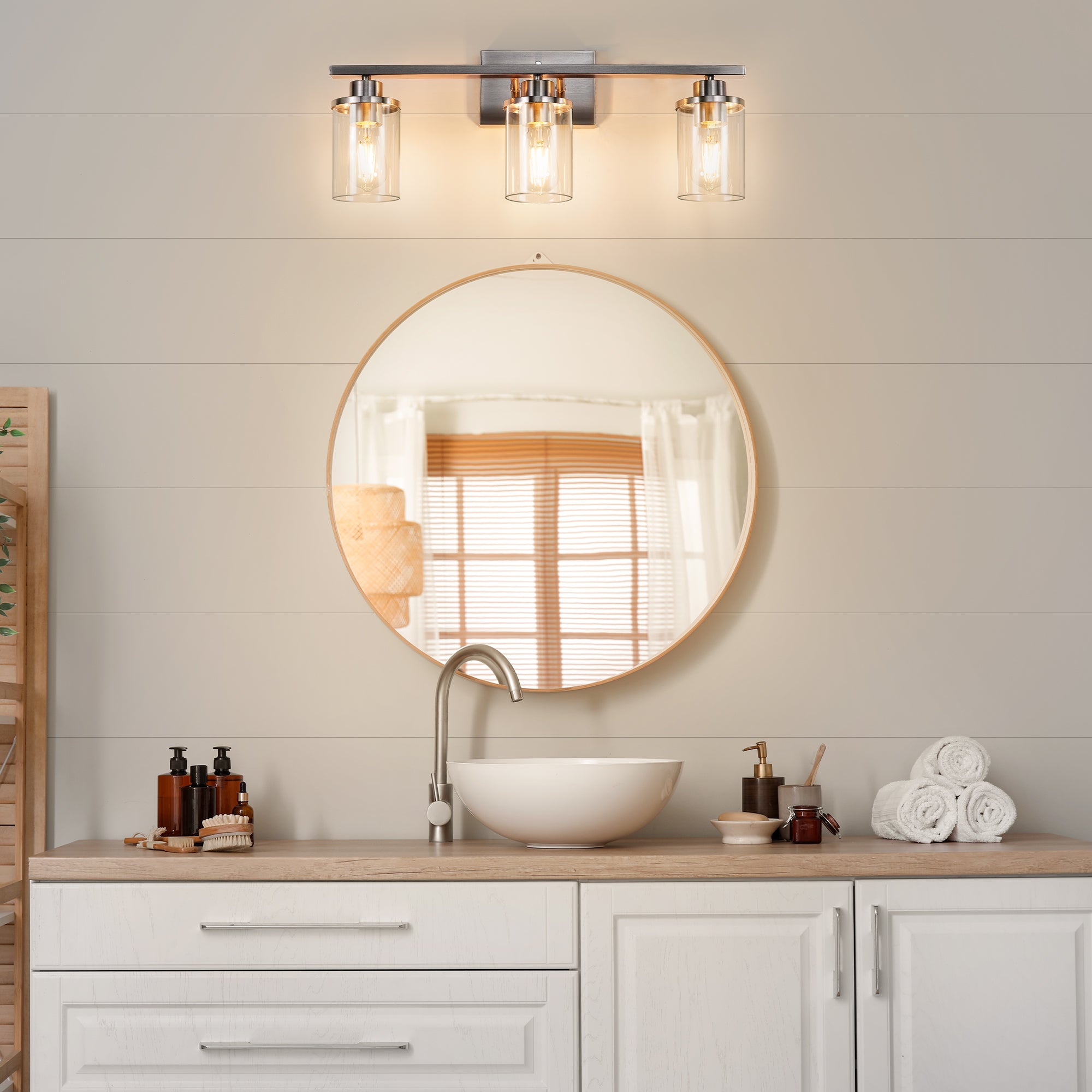 EDISHINE 3-Light Dimmable Vanity Light, Brushed Nickel-HHVL04G