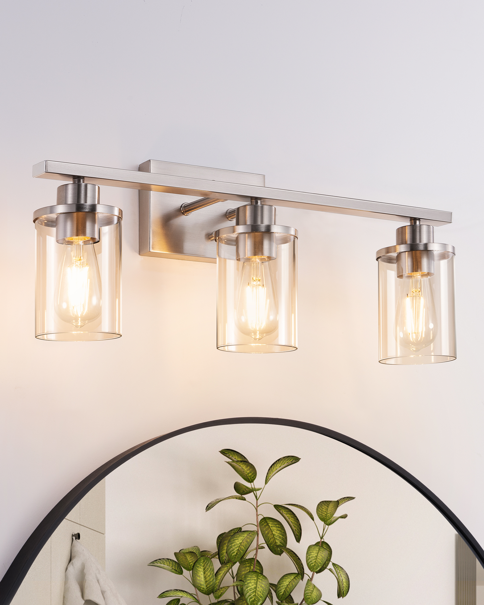 EDISHINE 3-Light Dimmable Vanity Light, Brushed Nickel-HHVL04G