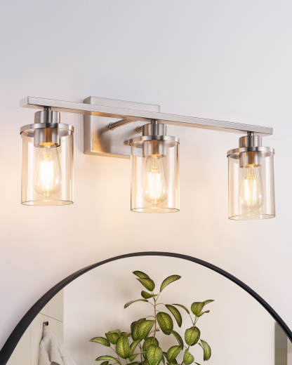 EDISHINE 3-Light Dimmable Vanity Light, Brushed Nickel-HHVL04G