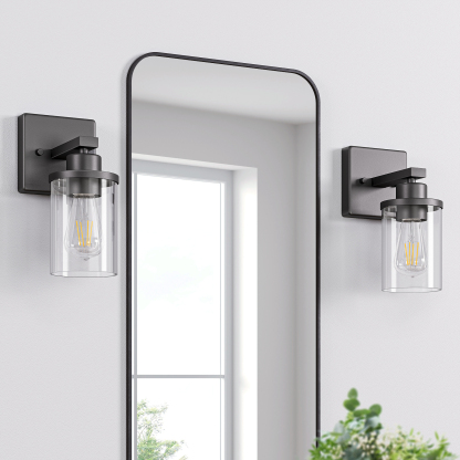 EDISHINE Dimmable Bath Sconce With Glass Shade (Set of 2)-HHVL04K