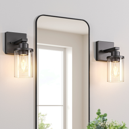 EDISHINE Dimmable Bath Sconce With Glass Shade (Set of 2)-HHVL04K