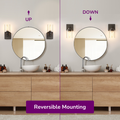 EDISHINE Dimmable Bath Sconce With Glass Shade (Set of 2)-HHVL04K