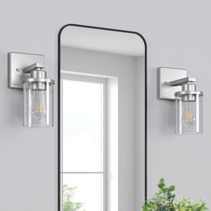 EDISHINE Dimmable Bath Sconce With Glass Shade (Set of 2)-HHVL04L