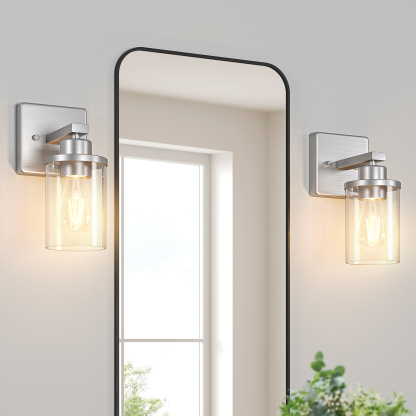EDISHINE Dimmable Bath Sconce With Glass Shade (Set of 2)-HHVL04L