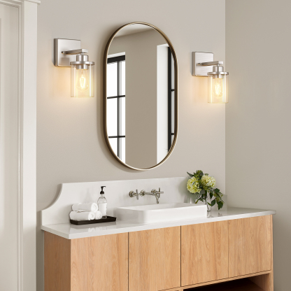EDISHINE Dimmable Bath Sconce With Glass Shade (Set of 2)-HHVL04L