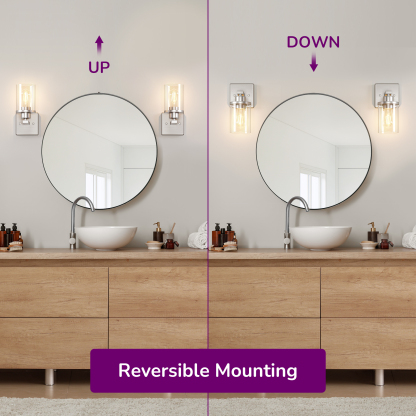 EDISHINE Dimmable Bath Sconce With Glass Shade (Set of 2)-HHVL04L