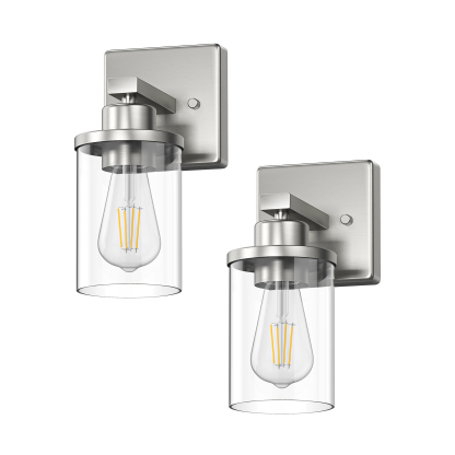 EDISHINE Dimmable Bath Sconce With Glass Shade (Set of 2)-HHVL04L