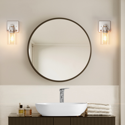 EDISHINE Dimmable Bath Sconce With Glass Shade (Set of 2)-HHVL04L