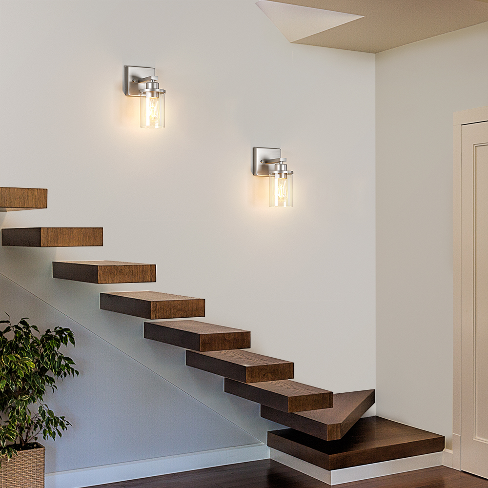 EDISHINE Dimmable Bath Sconce With Glass Shade (Set of 2)-HHVL04L