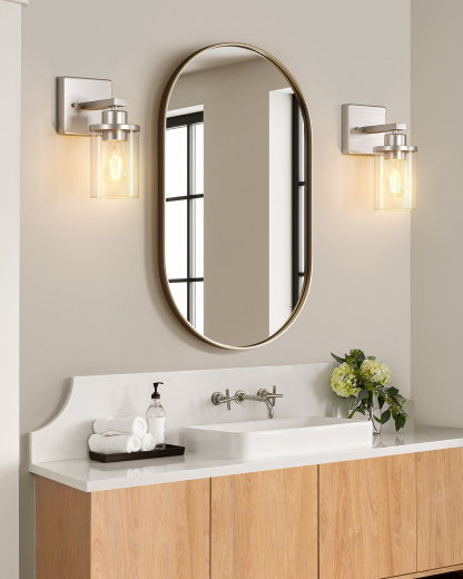 EDISHINE Dimmable Bath Sconce With Glass Shade (Set of 2)-HHVL04L
