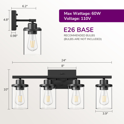 EDISHINE Light Dimmable Vanity Light-HHVL04M