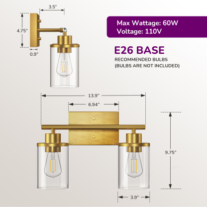 EDISHINE 2 - Light Dimmable Vanity Light-HHVL04P