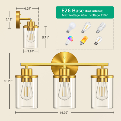 EDISHINE 3 - Light Dimmable Vanity Light-HHVL04Q