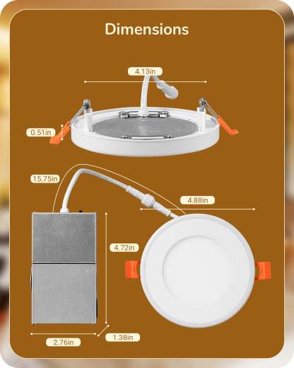 EDISHINE Dimmable 12 Pack Recessed Lighting 4 Inch with Night Light-HJRL04B