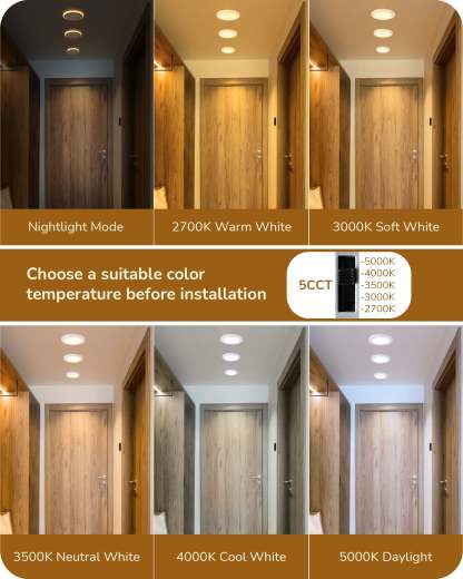 EDISHINE Dimmable 12 Pack Recessed Lighting 6 Inch with Night Light-HJRL06B