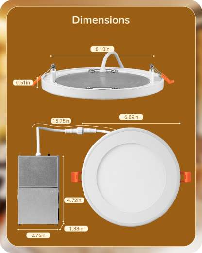 EDISHINE Dimmable 12 Pack Recessed Lighting 6 Inch with Night Light-HJRL06B