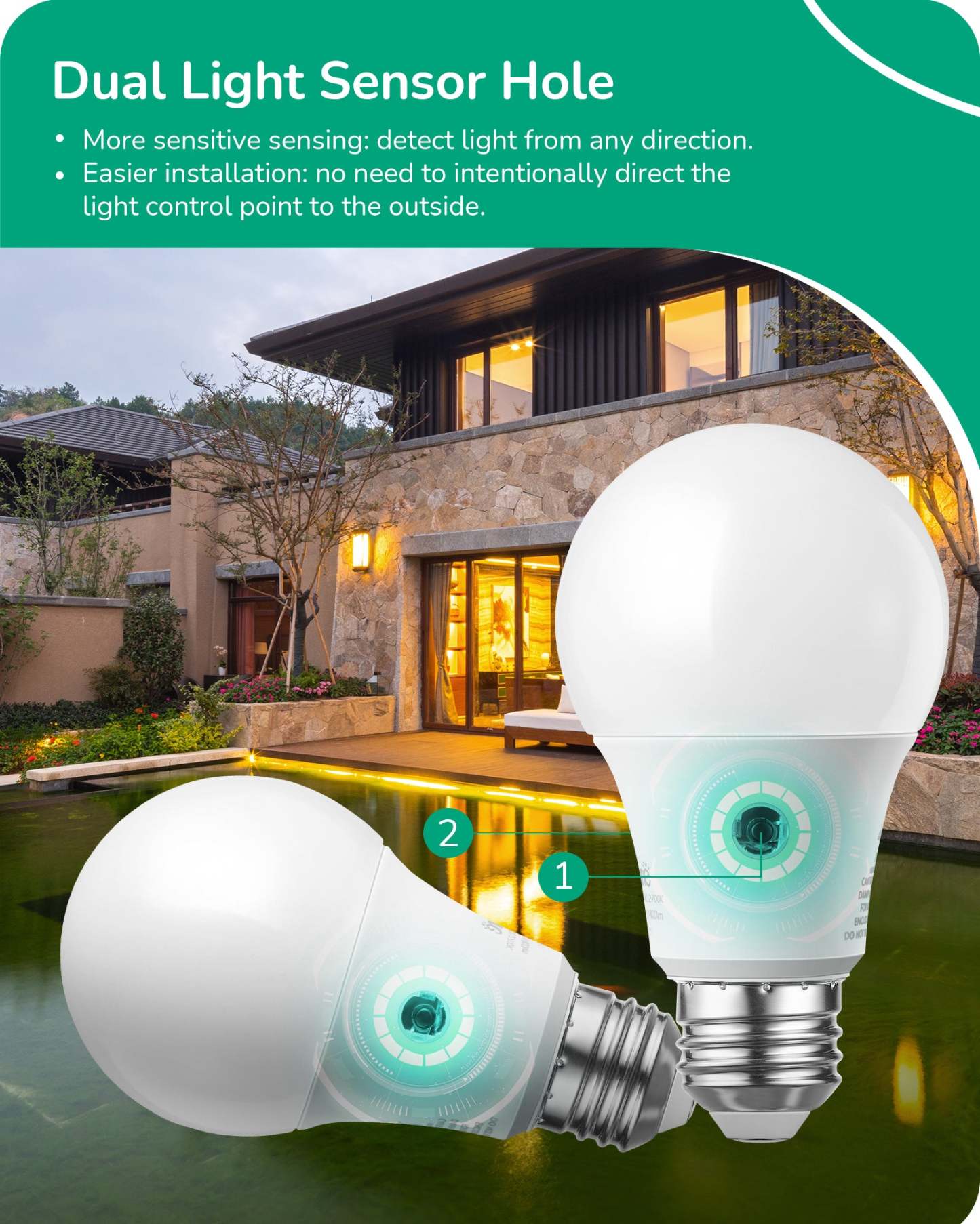 EDISHINE Dusk to Dawn Light Bulbs, 2700K Warm White Glow, 9W(60W Equivalent), E26 Base (4 Pack)-HLBA19J-B2B